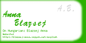 anna blazsej business card